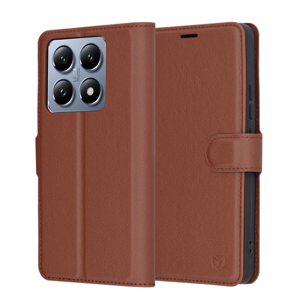 Futrola za Xiaomi 14T Pro, Techsuit, Kožna Folio, Smeđa