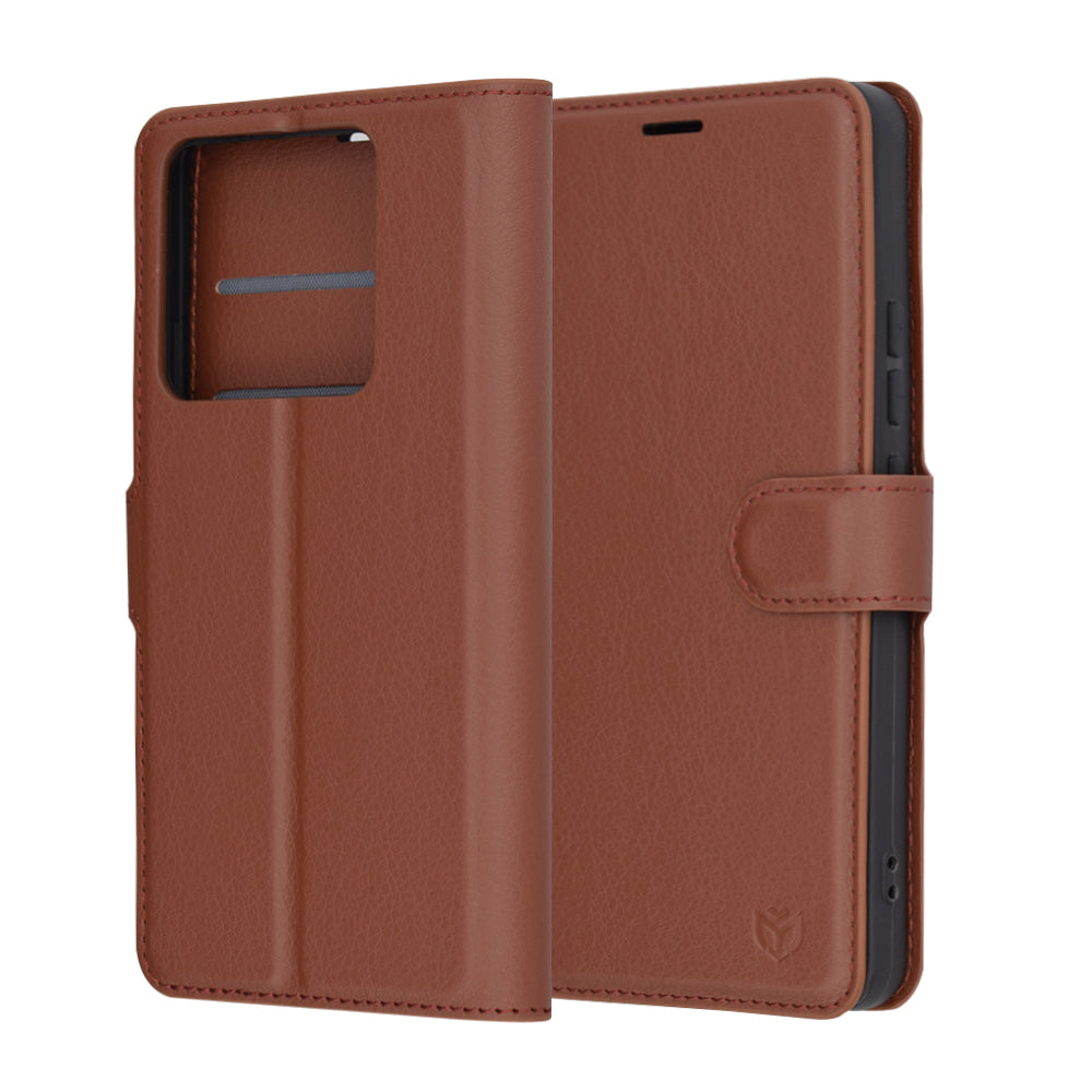 Futrola za Xiaomi 14T Pro, Techsuit, Kožna Folio, Smeđa