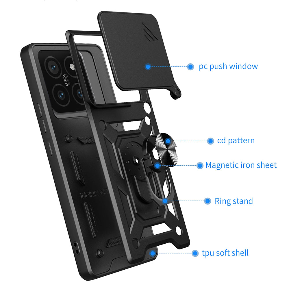 Maska za Xiaomi 14T, Techsuit, CamShield, Crna