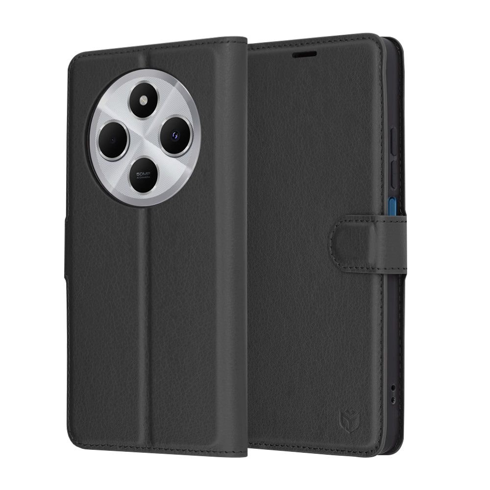 Futrola za Xiaomi Poco C75 / Redmi 14C, Techsuit, Kožna Folio, Crna