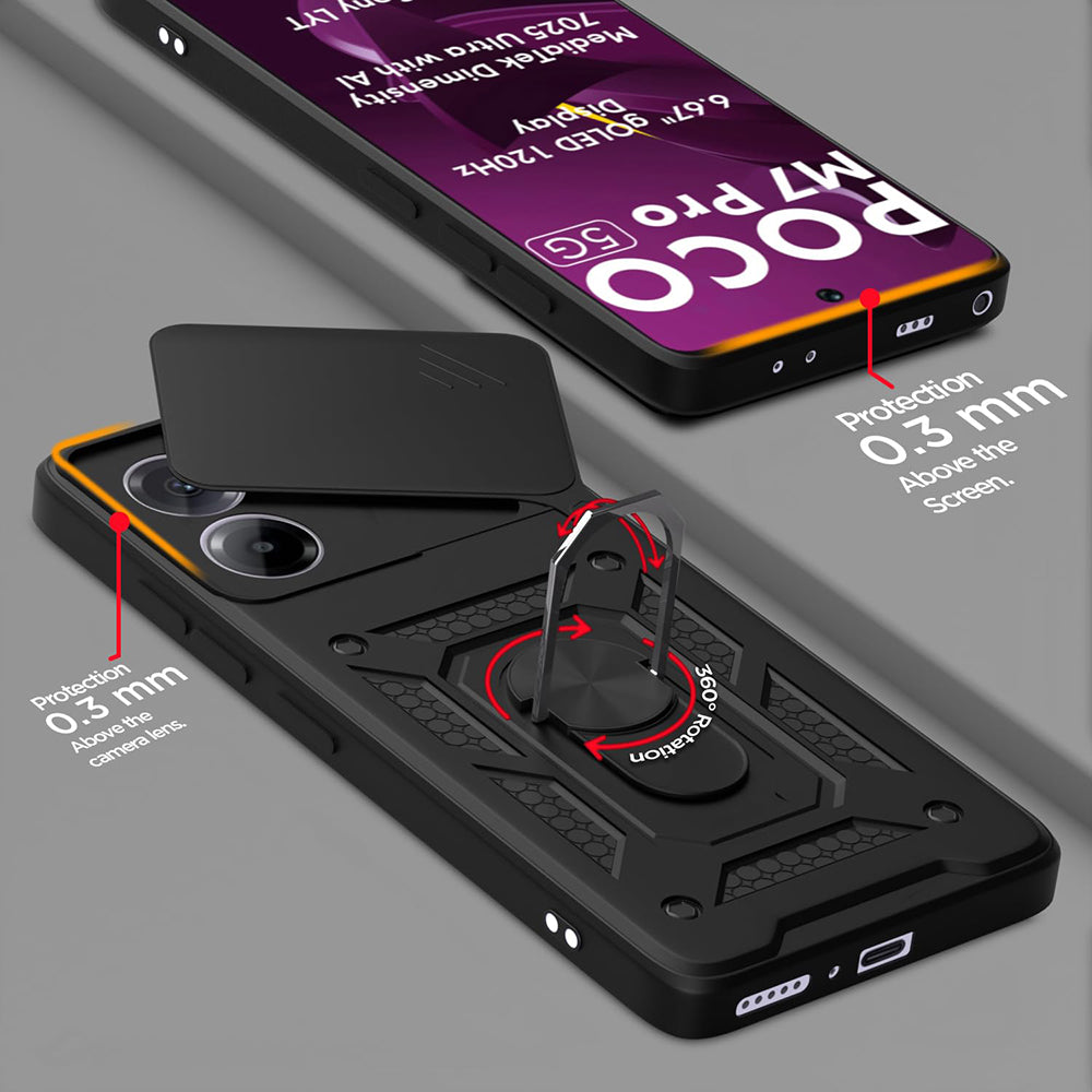 Maska za Xiaomi Poco M7 Pro 5G, Techsuit, CamShield, Crna