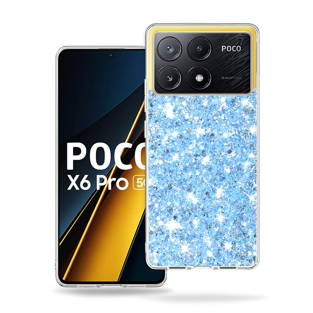 Maska za Xiaomi Poco X6 Pro, Techsuit, Sjajni Glitter, Plava