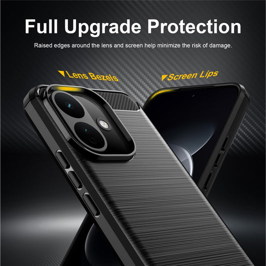 Maska za Xiaomi Redmi 17C 5G, Techsuit, Karbon, Crna