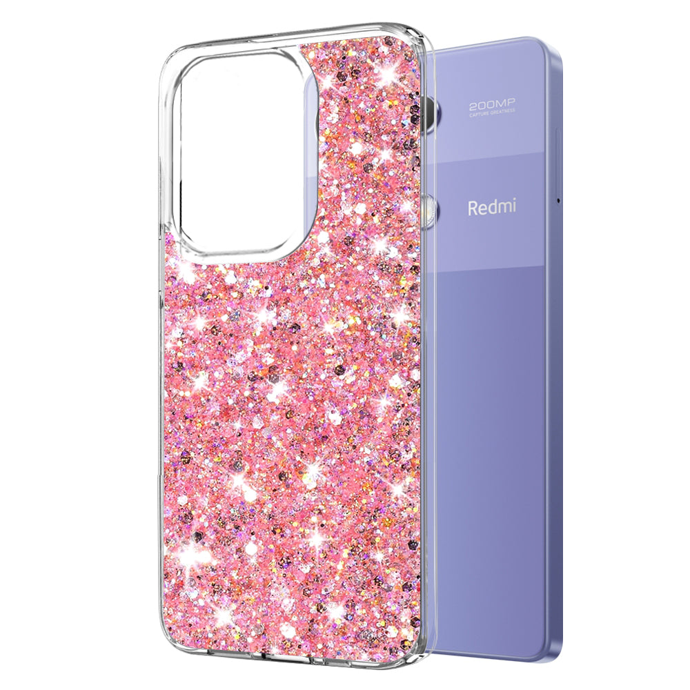 Maska za Xiaomi Redmi Note 13 Pro 4G / Poco M6 Pro 4G, Techsuit, Sjajni Glitter, Roza