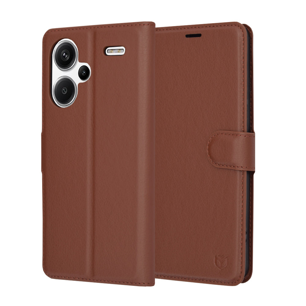 Futrola za Xiaomi Redmi Note 13 Pro+, Techsuit, Kožna Folio, Smeđa