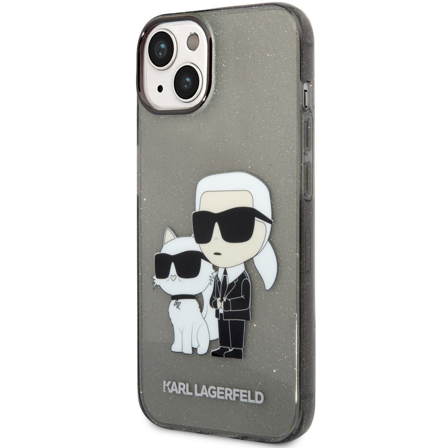 Maska za Apple iPhone 14 Plus, Karl Lagerfeld, IML Glitter Karl and Choupette NFT, Crna