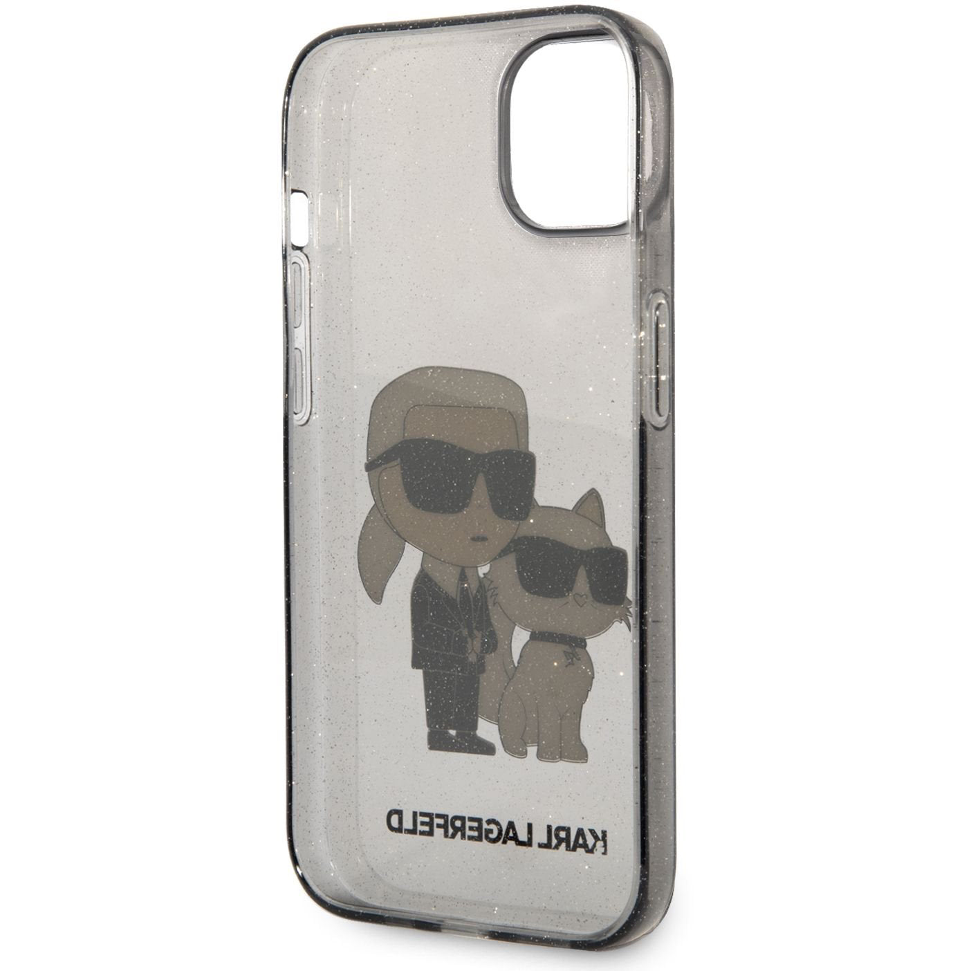 Maska za Apple iPhone 14 Plus, Karl Lagerfeld, IML Glitter Karl and Choupette NFT, Crna