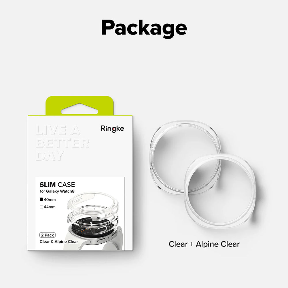 Futrola Ringke Slim za Samsung Galaxy Watch8 40mm, Set 2 komada, Prozirna