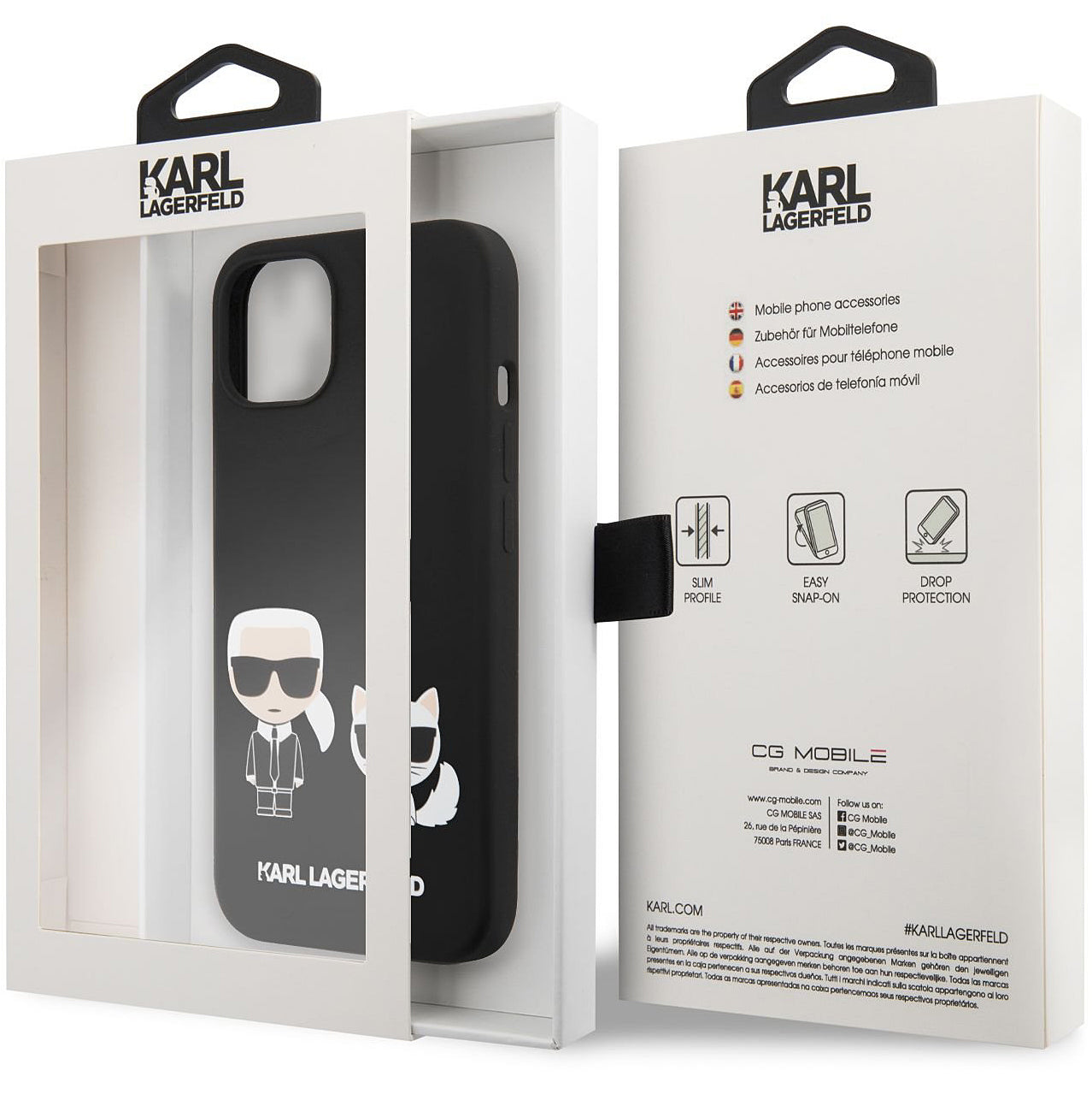 MagSafe futrola za Apple iPhone 14 Plus, Karl Lagerfeld, Silikon Karl & Choupette, Crna