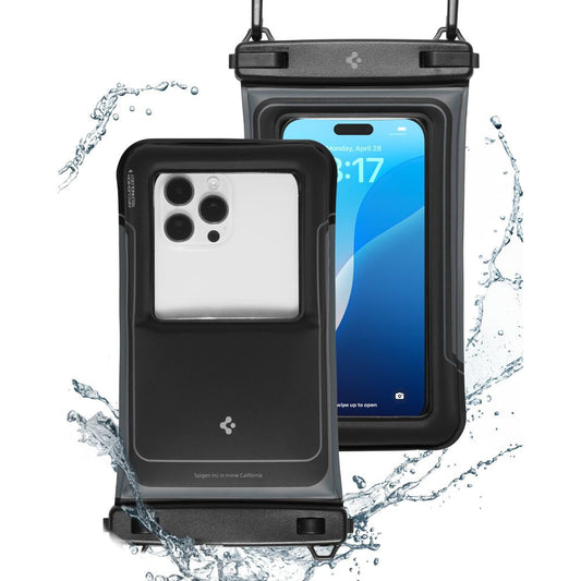 Univerzalna Vodootporna Torbica za Telefon max. 6.9inch, Spigen, A611P, Set 2 komada, Mat Crna ACS09348