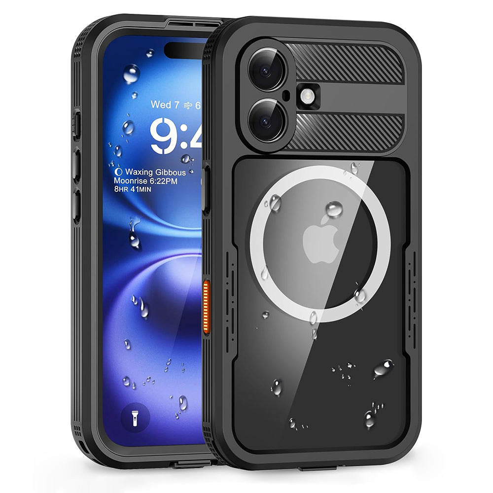Vodootporna maska za Apple iPhone 16, ShellBox, Karbon, Crna