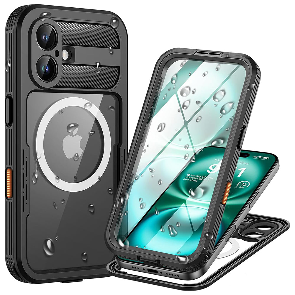 Vodootporna maska za Apple iPhone 16, ShellBox, Karbon, Crna