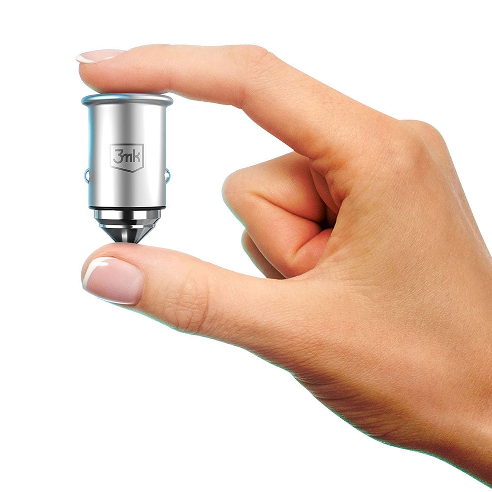 Auto punjač 3MK Hyper, 45W, 3A, 1 x USB-A - 1 x USB-C, Srebrni