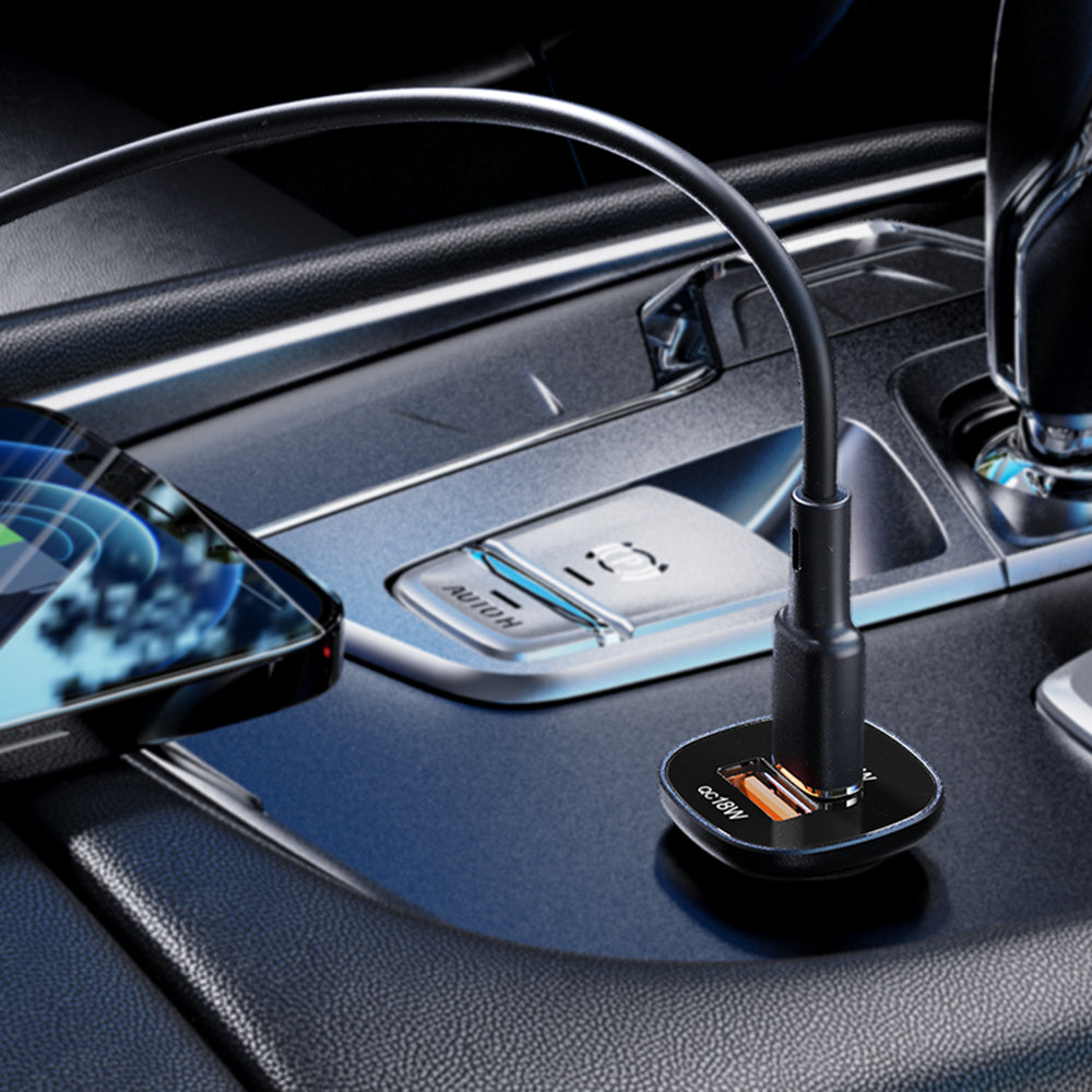 Auto punjač Acefast B1, 38W, 3A, 1 x USB-A - 1 x USB-C, Crni