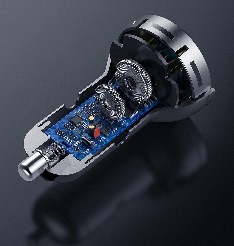 Auto punjač Baseus Digital Display, 24W, 2.4A, 2 x USB-A, Srebrni CCBX-0S