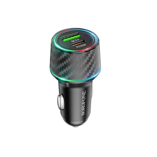 Auto punjač Borofone BZ21 Brilliant, 48W, 3A, 1 x USB-A - 1 x USB-C, Crni