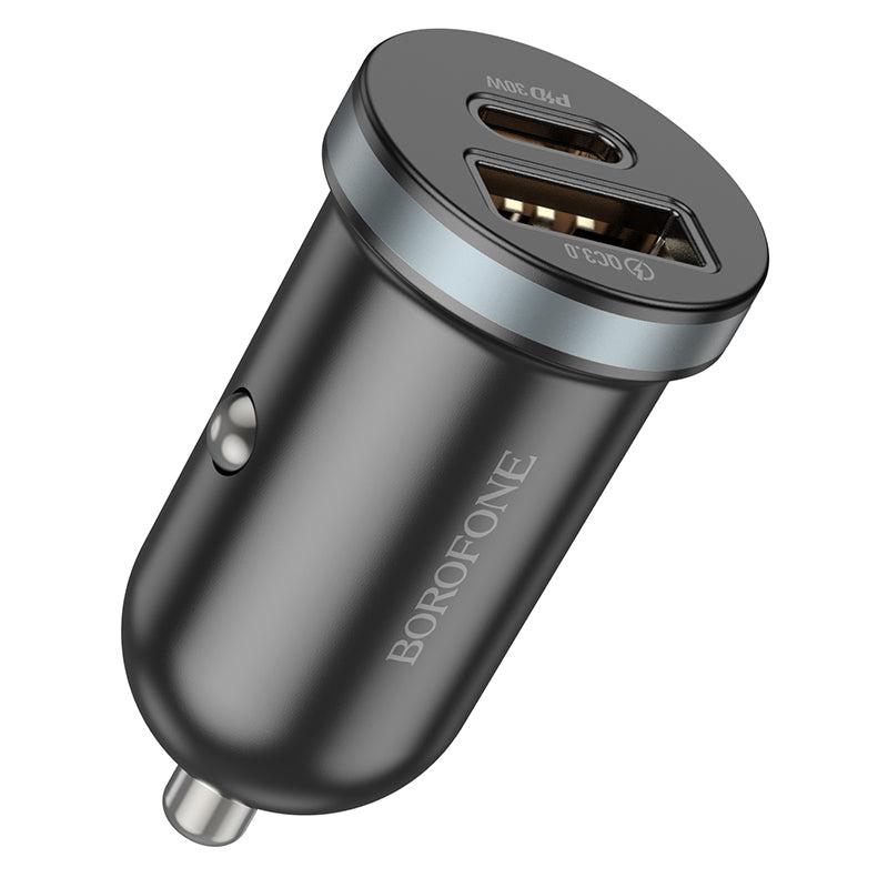 Auto punjač Borofone BZ22 Scenery, 30W, 3A, 1 x USB-A - 1 x USB-C, Crni