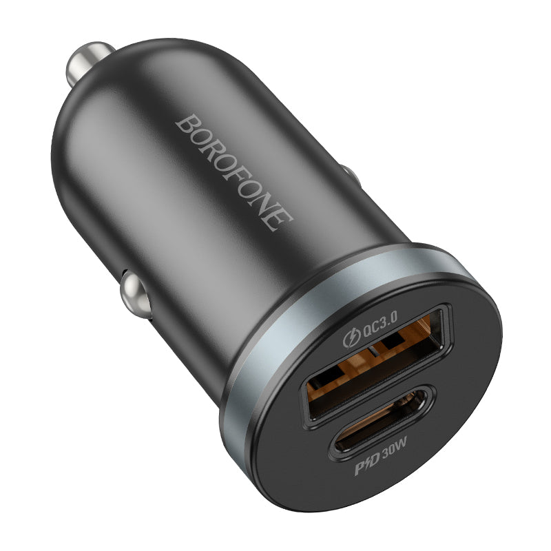 Auto punjač Borofone BZ22 Scenery, 30W, 3A, 1 x USB-A - 1 x USB-C, Crni