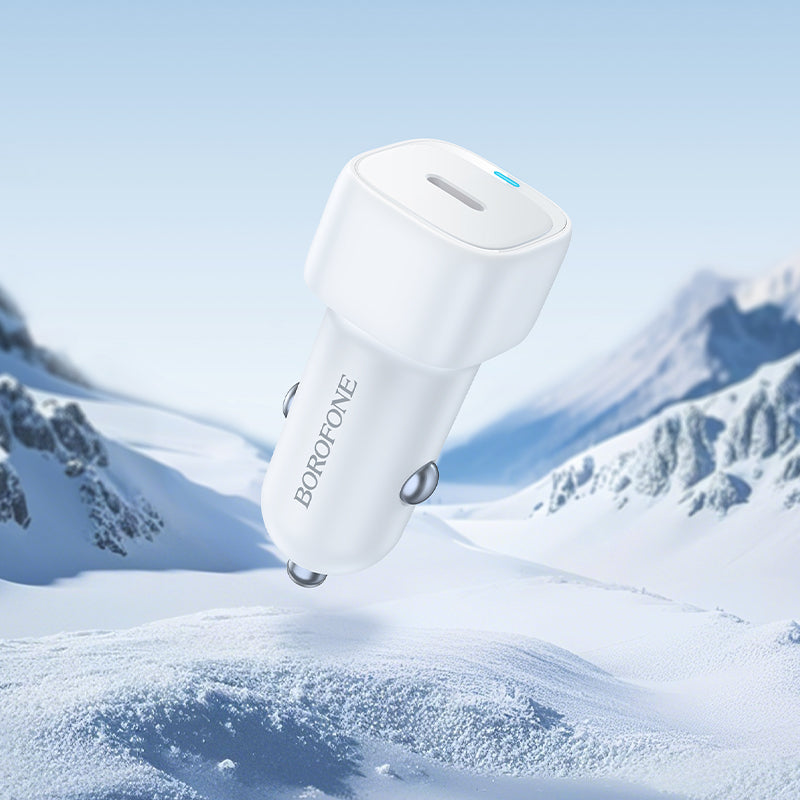Auto punjač Borofone BZ34A Cloud, 20W, 3A, 1 x USB-C, Bijeli