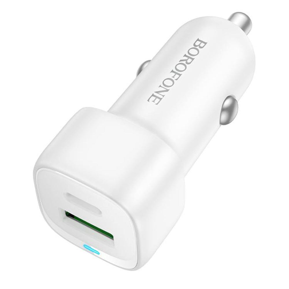 Auto punjač Borofone BZ34B Cloud, 20W, 3A, 1 x USB-A - 1 x USB-C, Bijeli