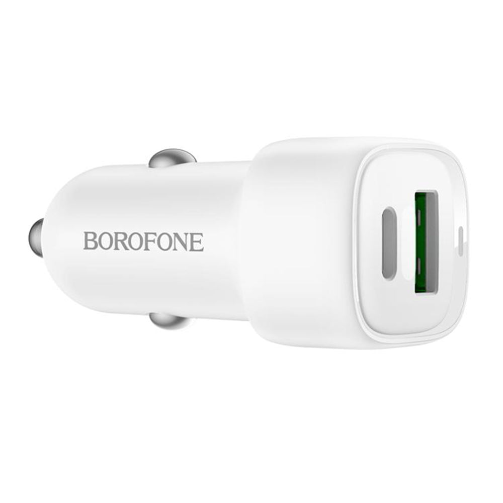 Auto punjač Borofone BZ34B Cloud, 20W, 3A, 1 x USB-A - 1 x USB-C, Bijeli