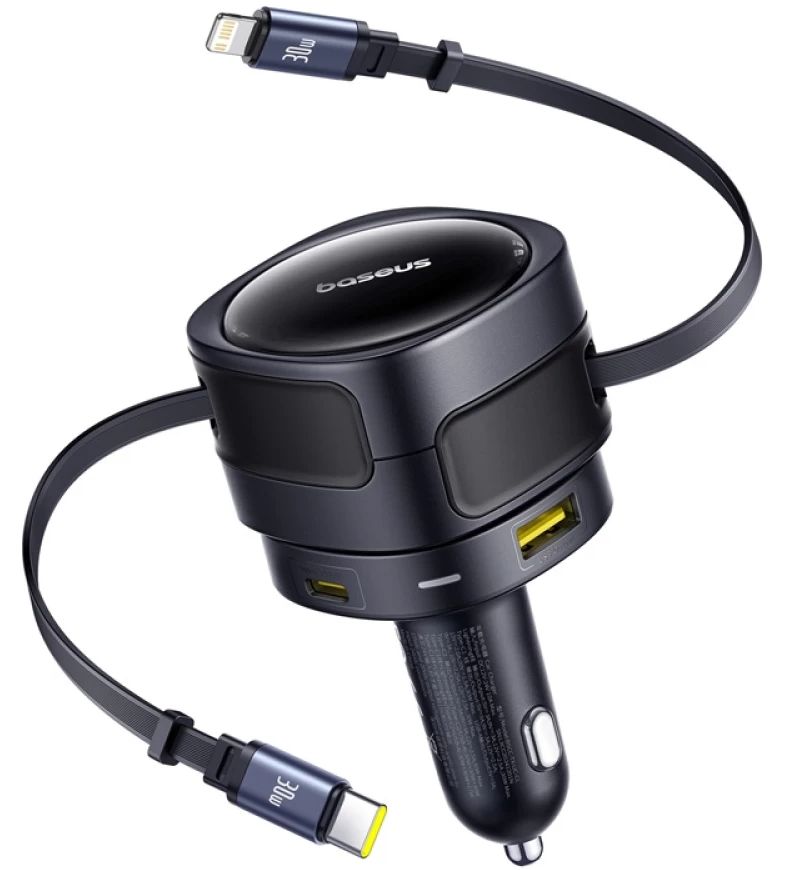 Auto punjač s USB-C / Lightning kabelom Baseus Enjoyment Max, 90 W, 1 x USB-A – 1 x USB-C, crni C00035507121-02