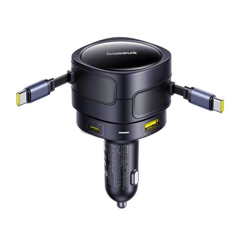 Auto punjač s USB-C kabelom Baseus Enjoyment Max, 90 W, 1 x USB-A – 1 x USB-C, crni C00035507121-03
