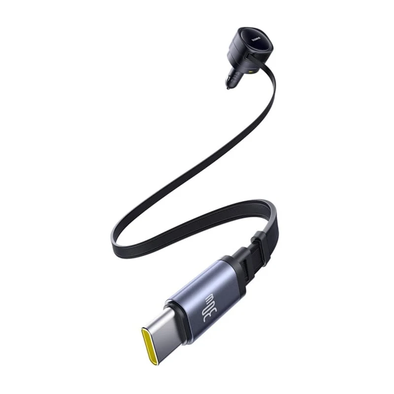 Auto punjač s USB-C kabelom Baseus Enjoyment Max, 90 W, 1 x USB-A – 1 x USB-C, crni C00035507121-03