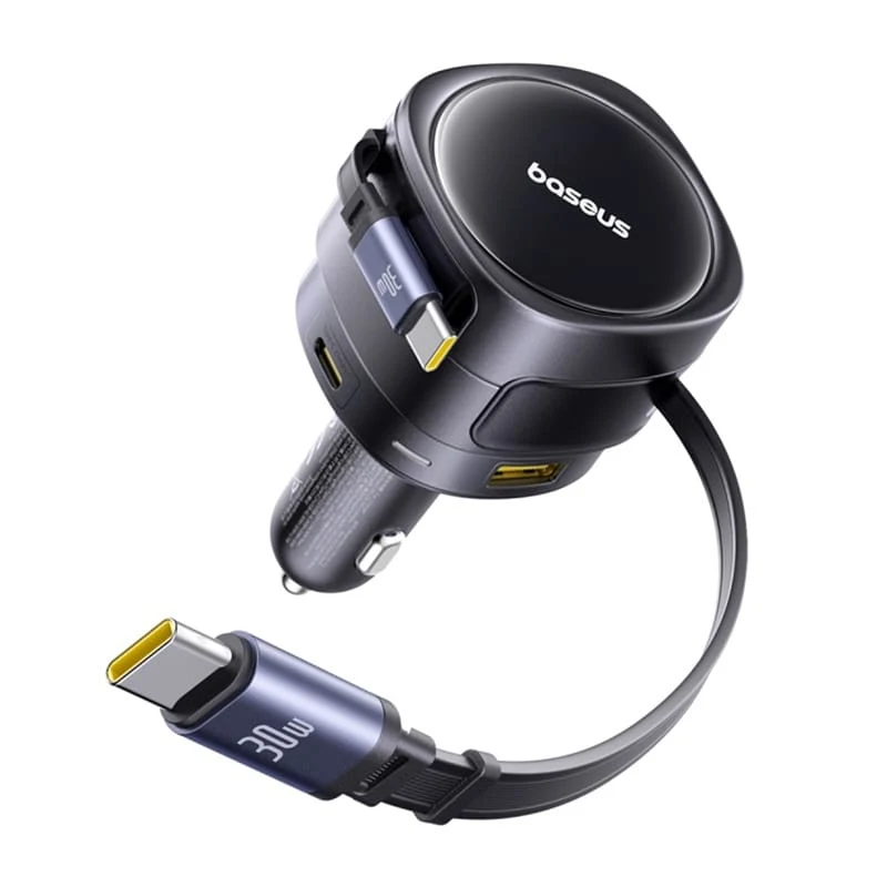 Auto punjač s USB-C kabelom Baseus Enjoyment Max, 90 W, 1 x USB-A – 1 x USB-C, crni C00035507121-03