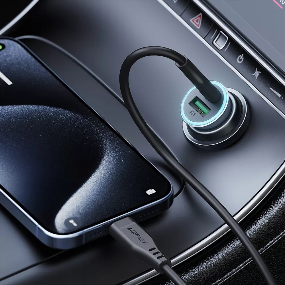 Auto punjač s USB-C kabelom Acefast B16, 95W, 3.25A, 1 x USB-A - 1 x USB-C, Sivi