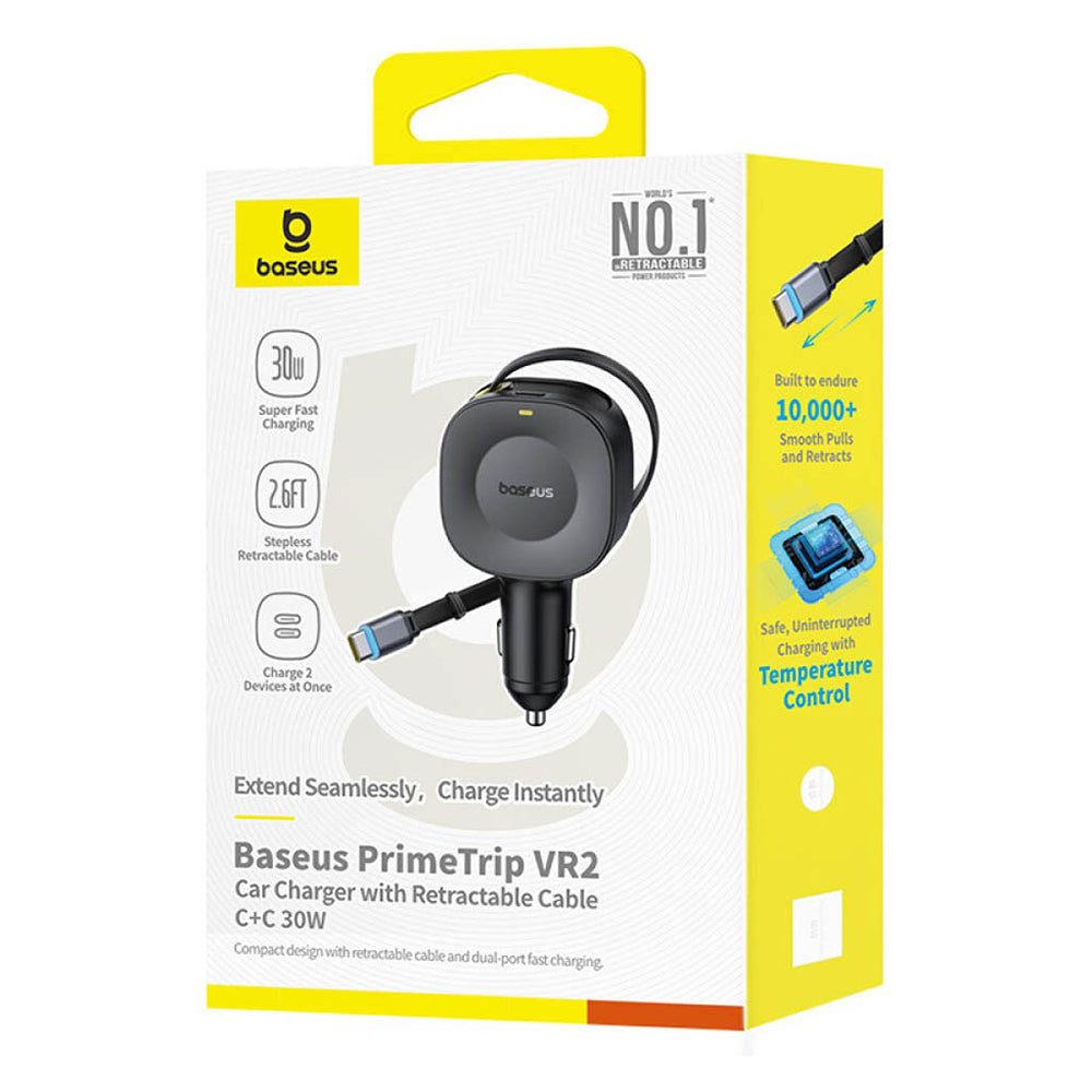 Auto punjač s USB-C kabelom Baseus PrimeTrip VR2, 30W, 3A, 1 x USB-C, Crni C0206400