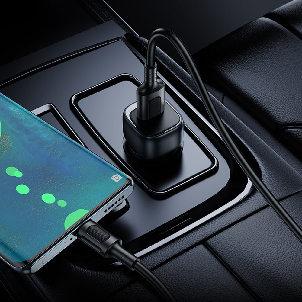 Auto punjač s USB-C kabelom Borofone BZ34 Cloud, 18W, 3A, 1 x USB-A, Bijeli