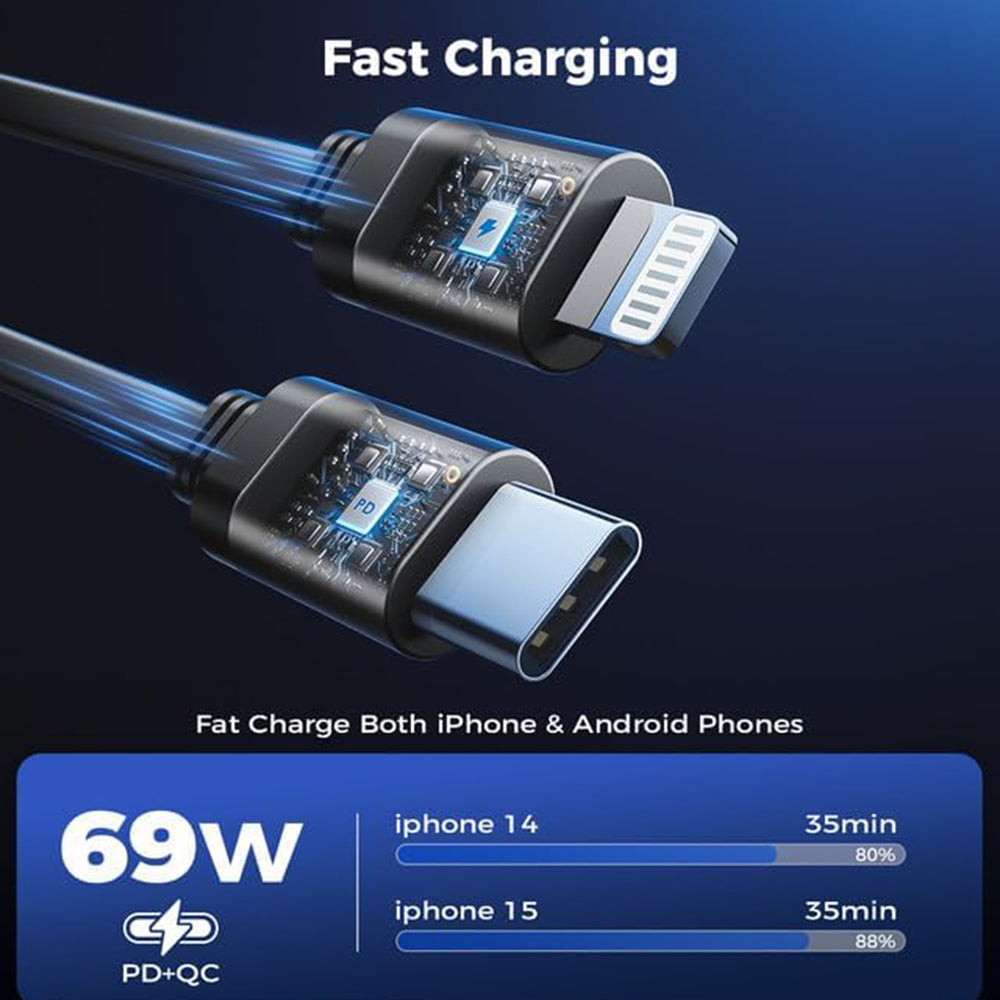 Auto punjač s USB-C / Lightning kabelom Techsuit C1 NanoVoltX, 69W, 3A, 1 x USB-A - 1 x USB-C, Sivi