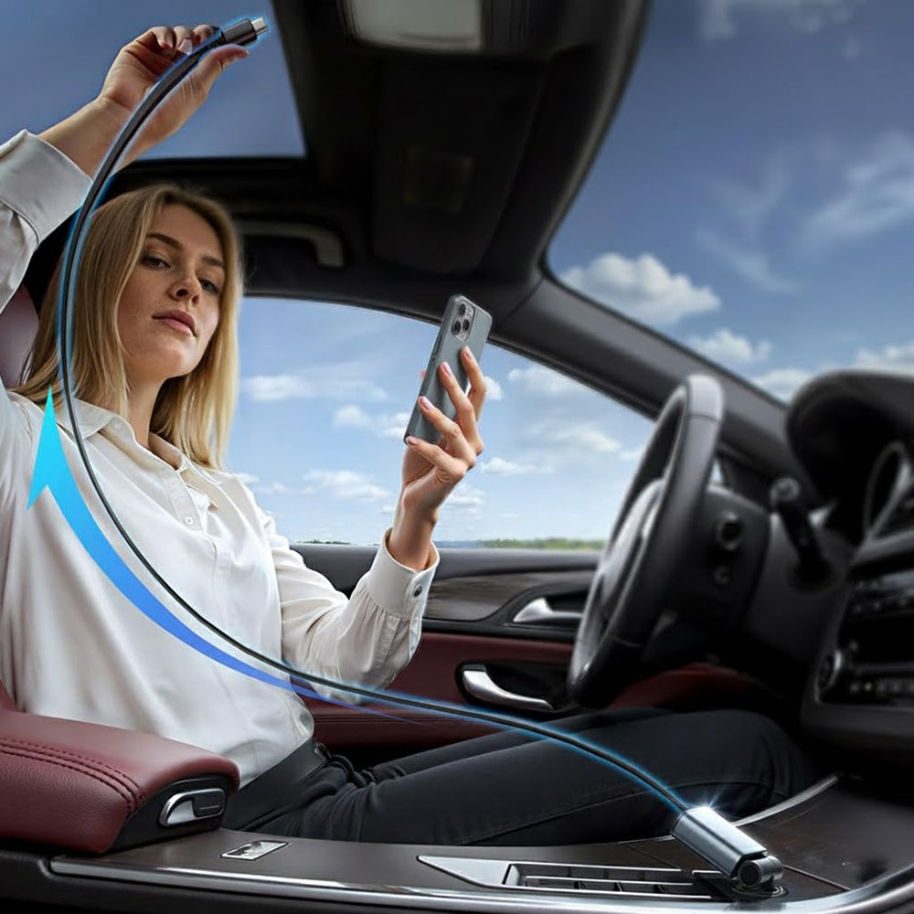 Auto punjač s USB-C kabelom Lisen, 57W, 3A, 1 x USB-A - 1 x USB-C, Crni YL0325010016