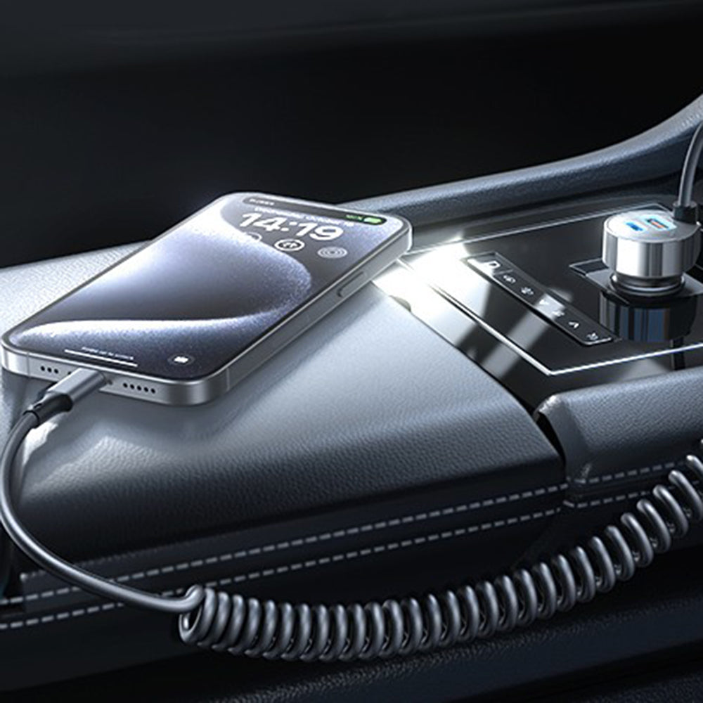 Auto punjač s USB-C kabelom Lisen, 90W, 3A, 1 x USB-A - 1 x USB-C, Crni YL0223120020