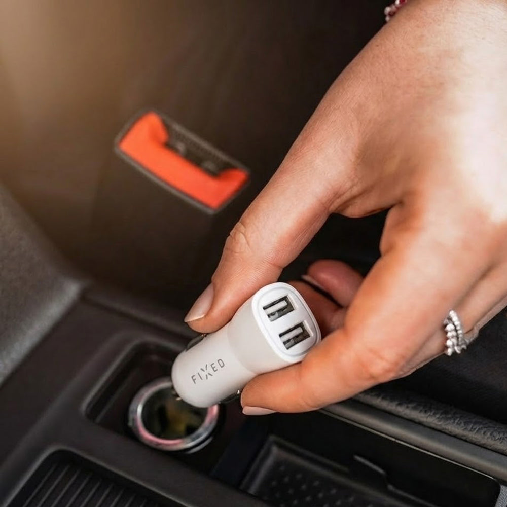 Auto punjač Fixed, 15.5W, 3A, 2 x USB-A, Bijeli