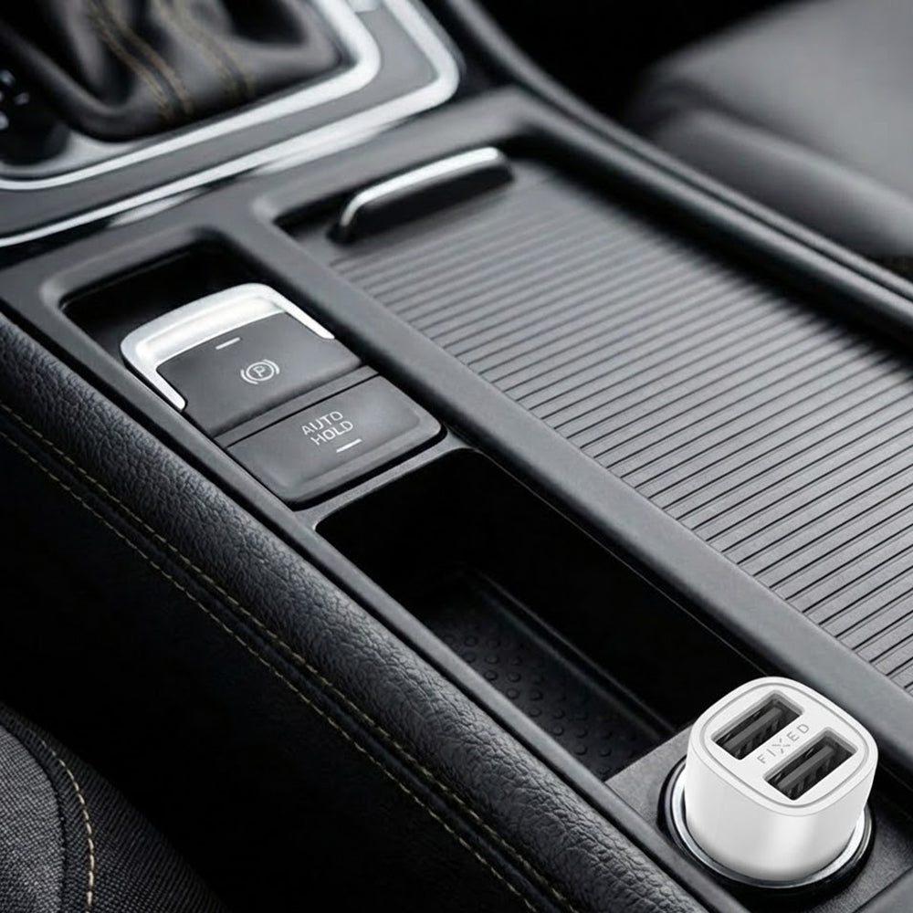 Auto punjač Fixed, 15.5W, 3A, 2 x USB-A, Bijeli