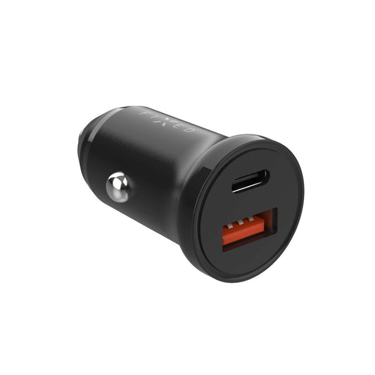Auto punjač Fixed, 20W, 3A, 1 x USB-A - 1 x USB-C, Crni
