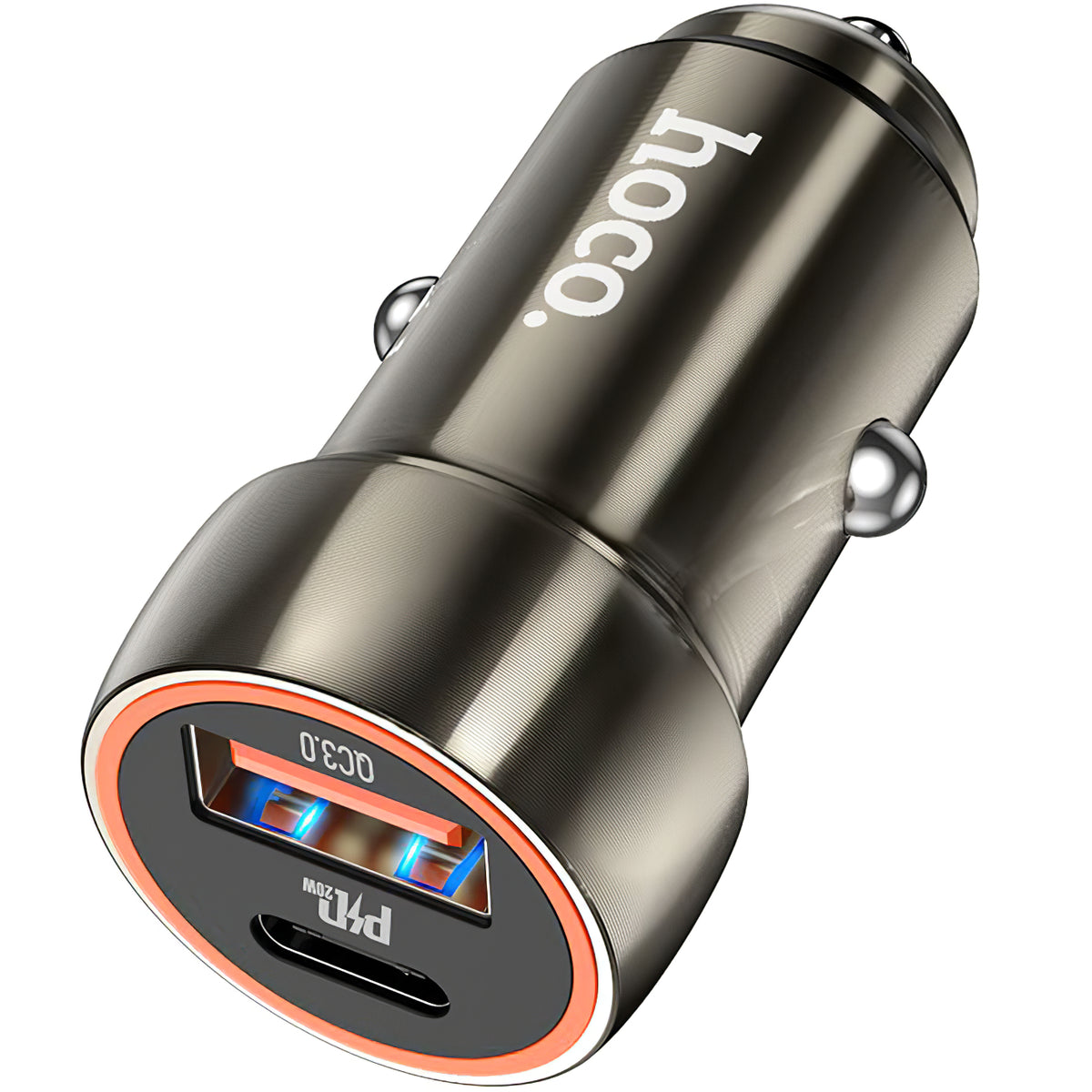 Auto punjač HOCO Z46A, 20W, 3A, 1 x USB-A - 1 x USB-C, Sivi