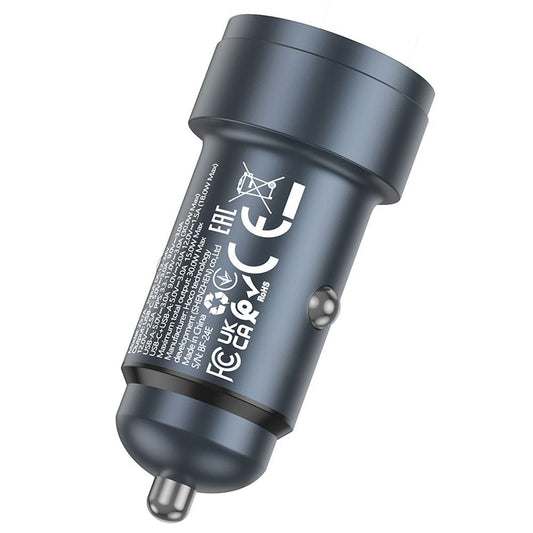 Auto punjač HOCO Z57A, 30W, 3A, 1 x USB-A - 1 x USB-C, Sivi