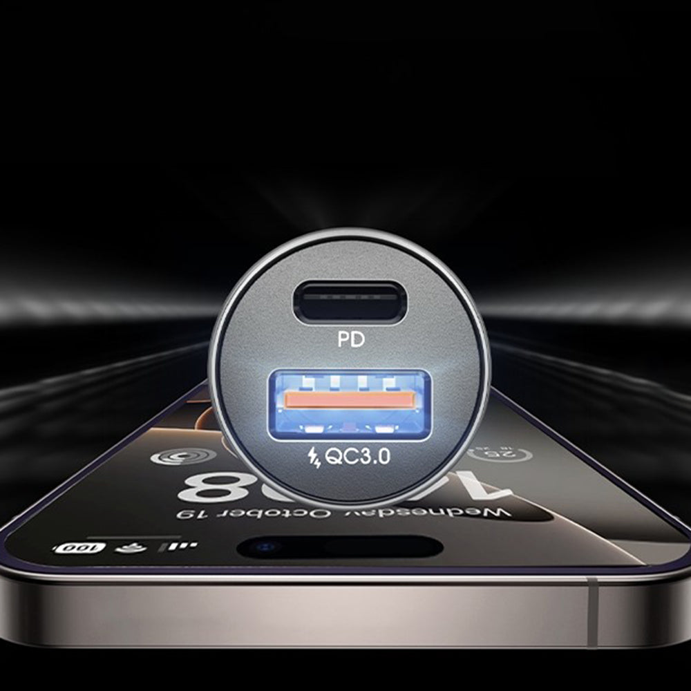 Auto punjač Lisen, 36W, 3A, 1 x USB-A - 1 x USB-C, Crni YL0223090002