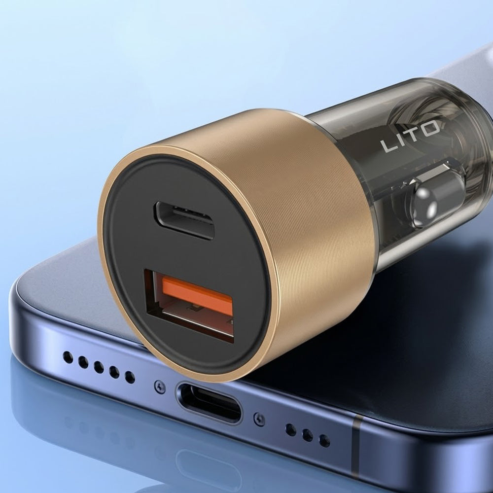 Auto punjač Lito IN-C04, 52W, 3A, 1 x USB-A - 1 x USB-C, Crni