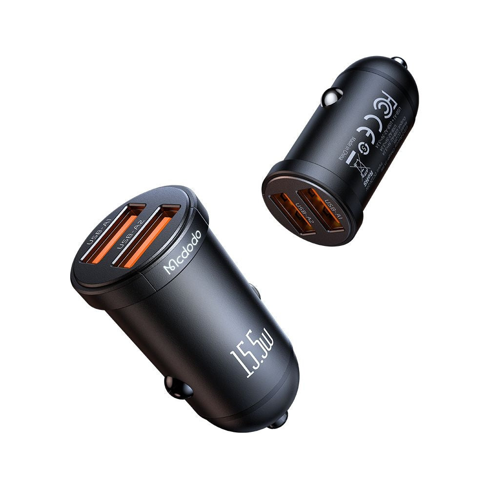 Auto punjač McDodo CC-2950 Cool, 15.5W, 3.1A, 2 x USB-A, Crni