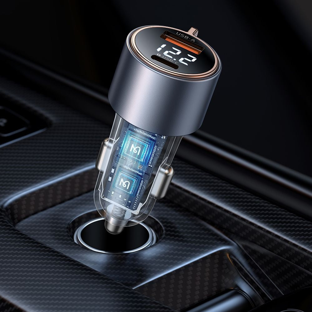 Auto punjač McDodo CC-3690 Venus Display, 75W, 3A, 1 x USB-A - 1 x USB-C, Crni