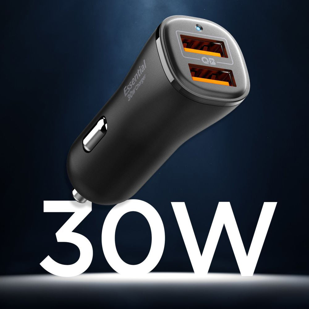 Auto punjač Spigen EV302 Essential, 30W, 3A, 2 x USB-A, Crni ACP08700