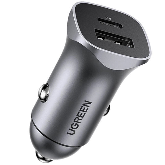 Auto punjač UGREEN CD130, 30W, 3A, 1 x USB-A - 1 x USB-C, Sivi