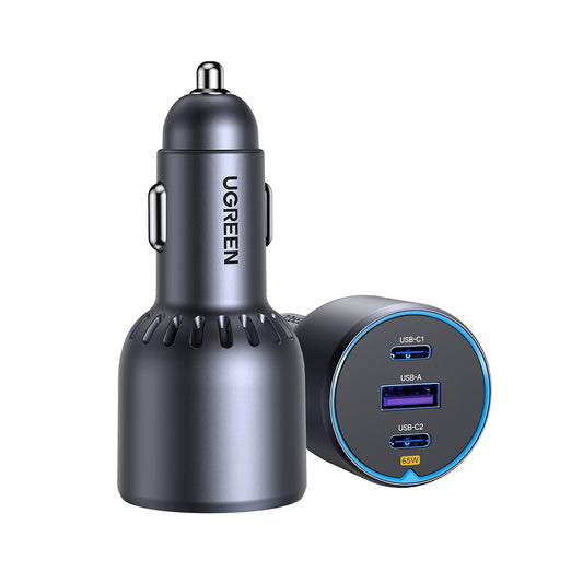 Auto punjač UGREEN EC703, 75W, 3.25A, 1 x USB-A - 2 x USB-C, Crni