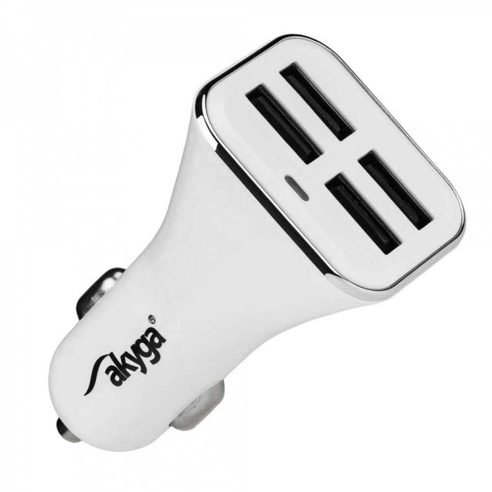 Auto punjač Akyga AK-CH-09, 10W, 2A, 4 x USB-A, Bijela