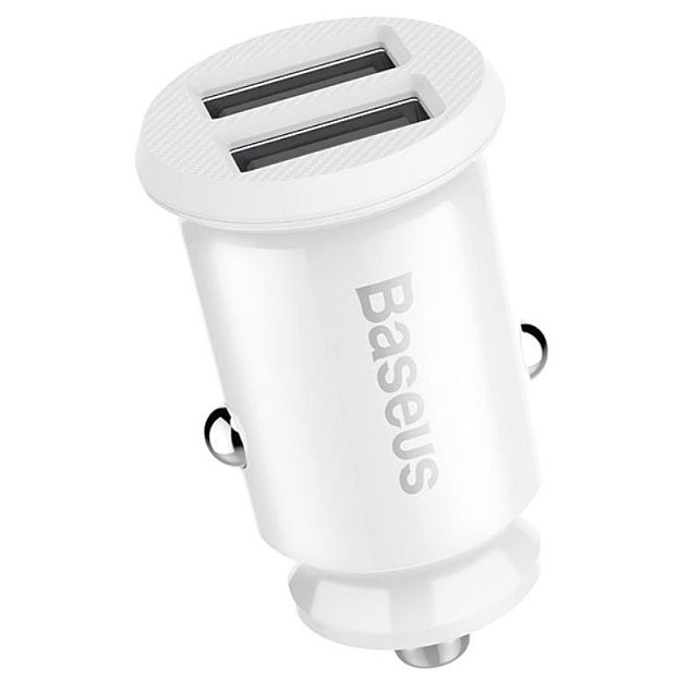 Auto punjač Baseus Grain, 10.5W, 2.1A, 2 x USB-A, Bijeli CCALL-ML02