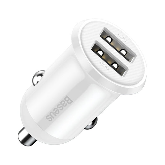 Auto punjač Baseus Grain Pro, 24W, 2.4A, 2 x USB-A, Bijeli CCALLP-02